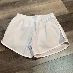 White/gray nike shorts